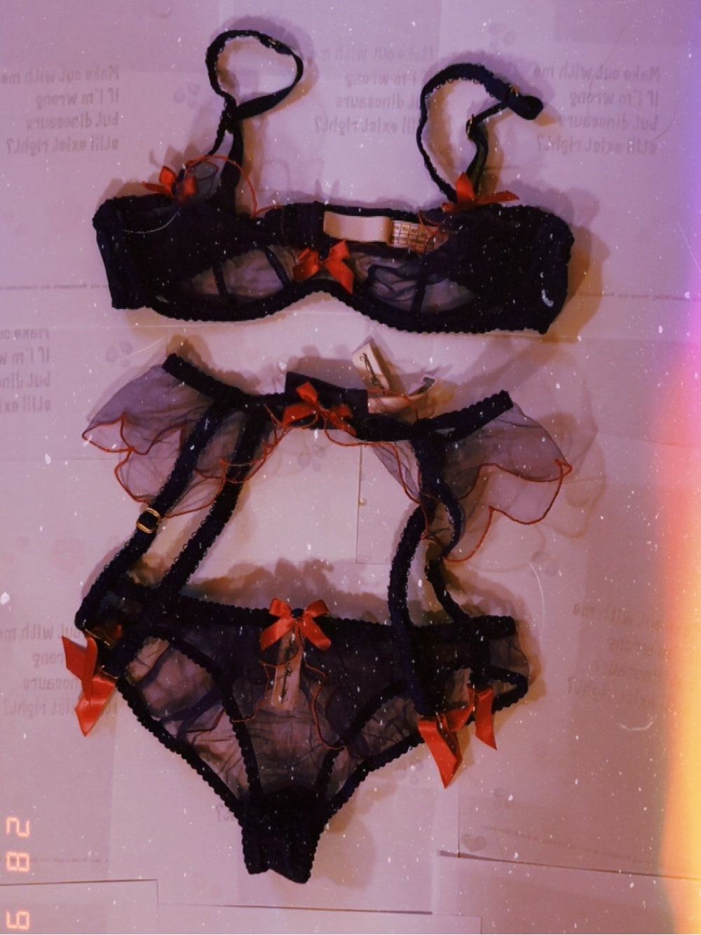 Sheer Lingerie Set w/ Bows